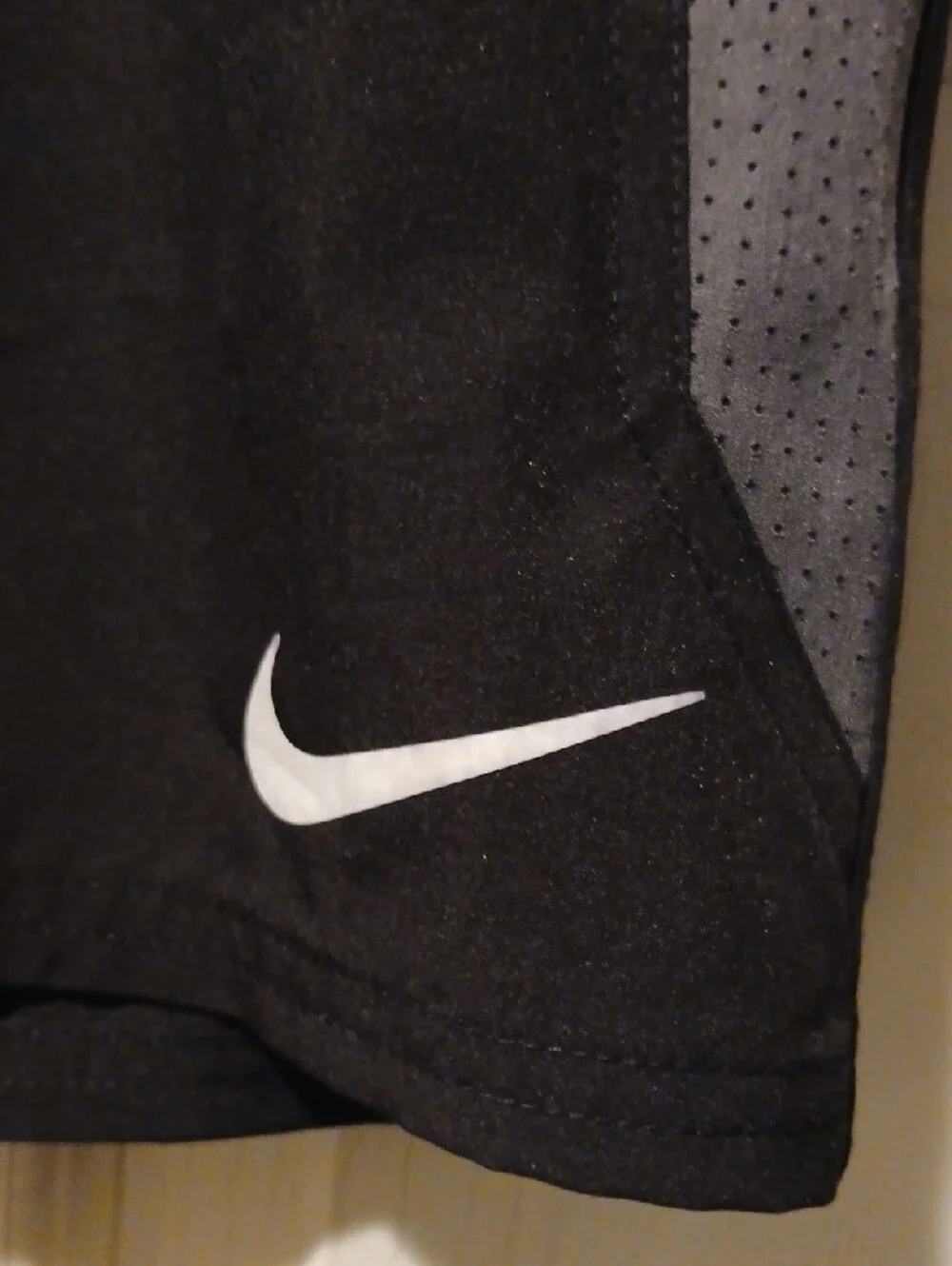 Nike Men’s Black Swim Trunks with White Swoosh and Gray Panels